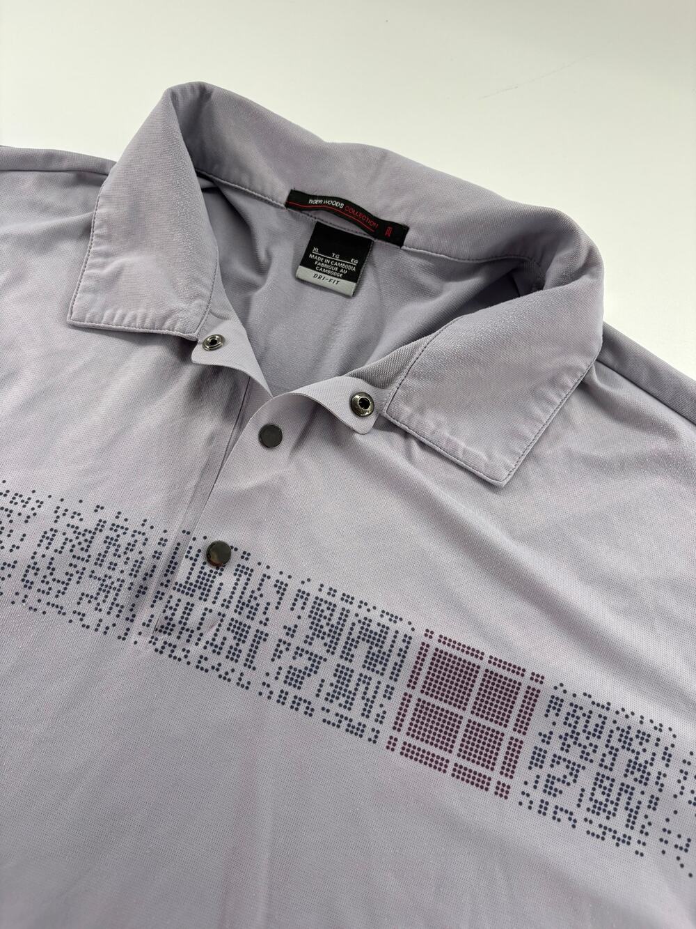 Nike Tiger Woods Collection XL Dri-Fit Polo Grey Digital Print Snap